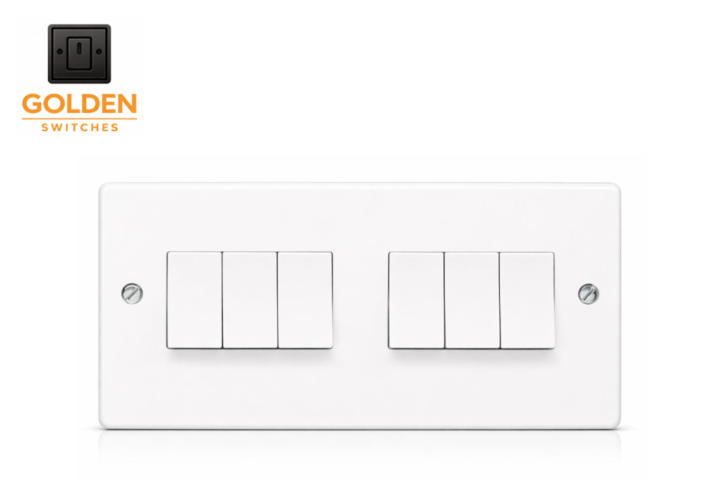 6 Gang Switch White